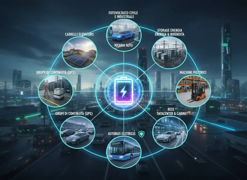 vari settori di utilizzo della batterie